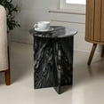 thumbnail image 3 of Javier 17.75" Contemporary Natural Marble Handmade X-Shaped End Table, Black/Gray, 3 of 8