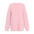 thumbnail image 3 of LITTER'S FULL Women's Casual Fashion Solid Color Round Neck Raglan Long Sleeve Sweatshirt Top with Fun Print for Daily Use,Pink,L, 3 of 4