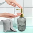 thumbnail image 2 of Fareti Glass Soap Dispenser Set for Bathroom Kitchen Sink Refillable Liquid Soap Bottle with Squeeze Pump for Hand Dish Soap, Shower Gel, Shampoo 3.15*6.89in, 2 of 4