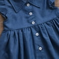 thumbnail image 6 of Bagilaanoe Little Girl Denim Dress Sleeveless A-line Ruffle Dresses 1T 2T 3T 4T 5T 6T 7T 8T Kids Summer Casual Swing Sundress, 6 of 7