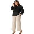 thumbnail image 3 of DARING DIVA Women's Plus Size Sheer Chiffon Bow Tie Neck Long Sleeve Blouse 1X Black, 3 of 6
