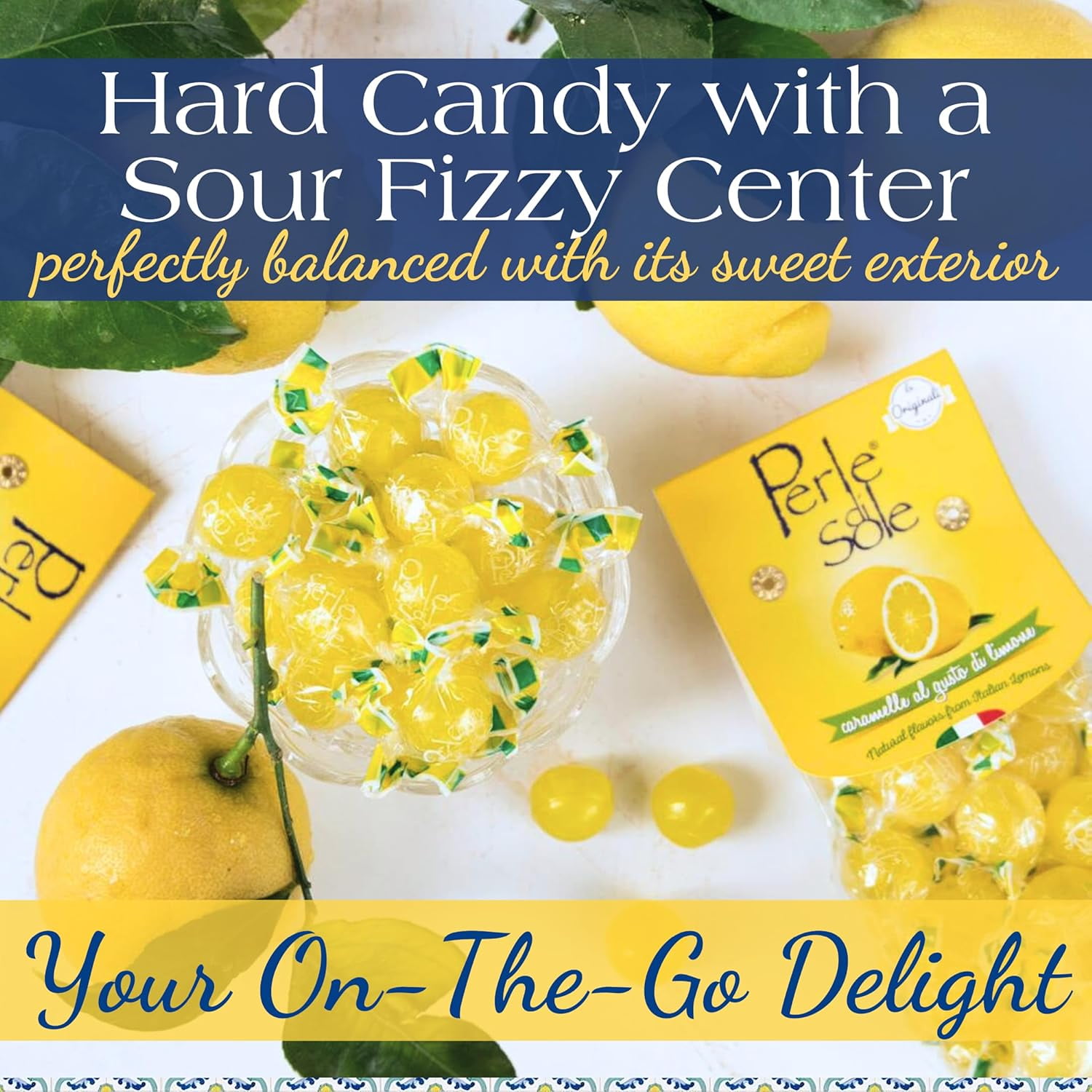 Perle di Sole Italian Lemon Drops, Bulk Case Pack of 12 (7.05 oz) Bags - Individually Wrapped Hard Candy - Made with Essential Oils of Amalfi Coast P.G.I. Lemon - Italian Imported Gifts From Italy