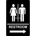 thumbnail image 1 of ADA Directional Restroom Sign with Arrow (Right - Left) 6"x9" (Right, Black), 1 of 2