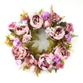 thumbnail image 6 of 16in Peony Wreath Artificial Flower Door Wreath with Green Leaves Spring Wreath, 6 of 14
