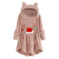 thumbnail image 1 of Top de abrigo de felpa con capucha y manga larga con botones de felpa y orejas de gato con estampado informal para mujer Pompotops gfhjh24386, 1 of 4