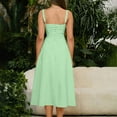 thumbnail image 4 of Ecqkame Womens Summer Slip&nbsp;Dress Sexy Sleeveless Off Shoulder Spaghetti Straps Long Dress Side Split Drawstring Flowy Holiday Dress Green L, 4 of 8