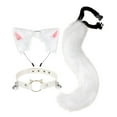 thumbnail image 3 of Ensemble de 3x Oreilles et Queue en Peluche Couvre-Chef Collier Ras du Cou Blanc, 3 of 8