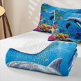 thumbnail image 4 of Erosebridal Marine Animal Twin Quilt Set, Cartoon Dolphin Twin Coverlet Set, Reversible 2 Pieces, 1 Bedspread and 1 Pillowcase, 4 of 7