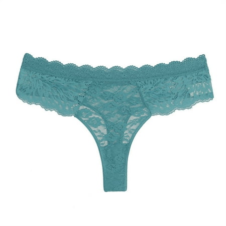 QYZEU Ladies Underwear Panties Plus Size Solid Lingerie Panties Lace Pattern Transparent Mid Waist Briefs Large Comfy Soft Panties Breathable Lightweight Underwear Green S