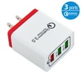 thumbnail image 2 of 4-Pack USB Wall Charger 30W 3-Ports with Quick Charge 3.0, Wall Charger Adapter, Fast Charging for Samsung Galaxy S23/S22/S21/S20/S10/S9/S8 Ultra, iPhone 14/13/12/11 Pro Mini, X/Xs, White/Red, 2 of 3