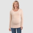 thumbnail image 2 of T-shirt de Maternité pour Femmes Ourlet Uni Manches Longues Col Rond Basique Allaitement, 2 of 5