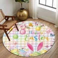 thumbnail image 2 of Large Round Rug 8Ft Washable Non-Slip, Happy Easter Circle Area Rugs for Living Room Bedroom, Spring Bunny Colorful Eggs Flower Plaid Indoor Floor Mats Carpet Runner for Home Decor, 2 of 8