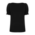 thumbnail image 4 of Lenpel Women's Summer Tops Trendy Ruffle Puff Short Sleeve Square Neck Solid Color Casual T-Shirts Tunic Tee Blouses, 4 of 7