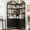 Black, variant on Corner Bookshelf with Cabinet, 74.5in Tall L Shape Corner Bookcase, 4-Tier Shelves, Anti-Tip, Adjustable Feet for Home
