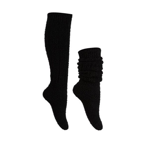 FAZVAOO Womens Socks Kenn High Wool Warm Knit Sleep Socks Black