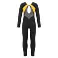 thumbnail image 2 of Alvivi Kids Girls Color Block Spandex Gymnastics Leotards Jumpsuit Long Sleeve Full Body Bodysuit Yellow 10, 2 of 7