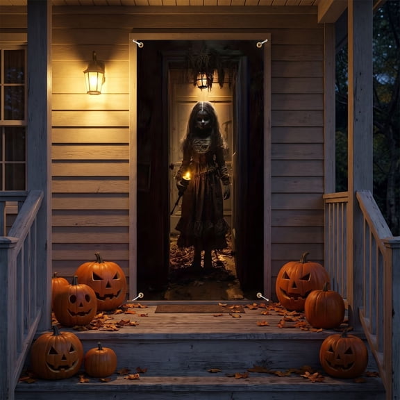 Cheap Halloween Decorations Clearance for Home – Halloween Class Door Cover 70.86x35.43 inch, Halloween Themed Designs Door Covers Decorative, Winter Front Door Decor (A)