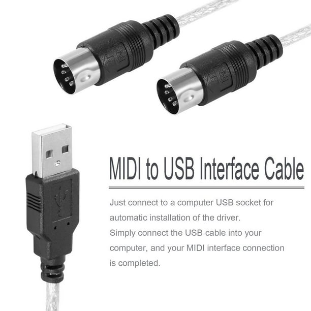MIDI to USB IN-OUT Interface Cable Adapter for Keyboard Electronic Drum  Music Create Converter PC to Music Keyboard Cord