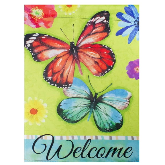 Welcome Butterflies Outdoor Floral Garden Flag 12.5" x 18"