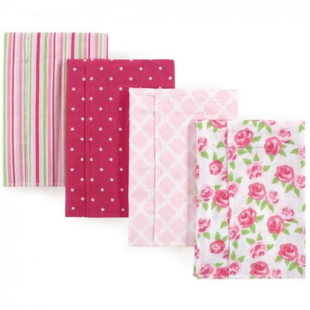 UPC: 0660168518160 | Hudson Baby Infant Girl Cotton Flannel Burp Cloths 4pk  Rose  One Size