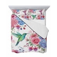 thumbnail image 7 of Quilts Twin Size Bedding Set, Pink Spring Floral Lightweight Quilted Comforter, Watercolor Birds Farmhouse Elegant Soft Reversible Bedspread Coverlet with Pillow Covers for All Season, 68" x 86", 7 of 7
