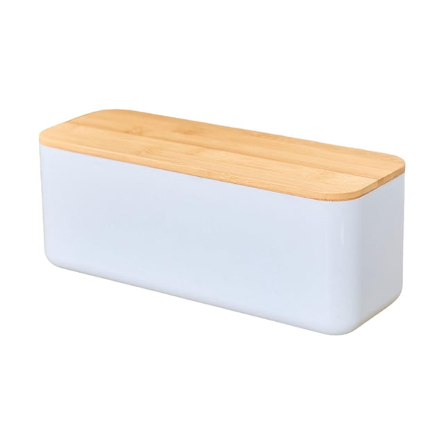 Caja de pan con tapa de tabla de cortar, contenedor de almacenamiento para panes caseros y bagels Tapa azul sin agujero