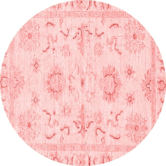 Ahgly Company Indoor Round Oriental Red Traditional Area Rugs, 7' Round