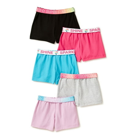Wonder Nation Girls Basic Play Shorts, 5-Pack, Sizes 4-18 & Plus