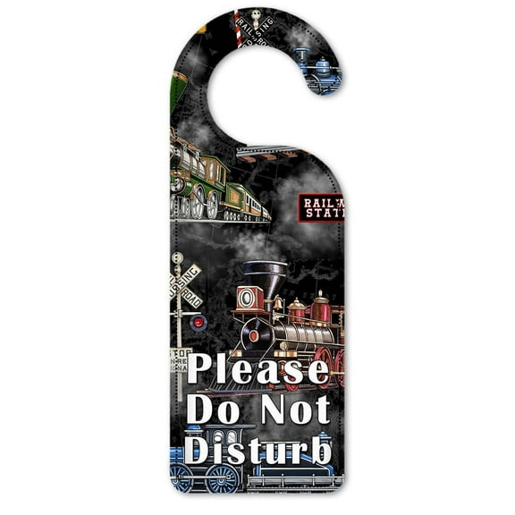 Do Not Disturb Door Knob Hanger Sign - Steam Locomotives (black) - Image by Dan Morris