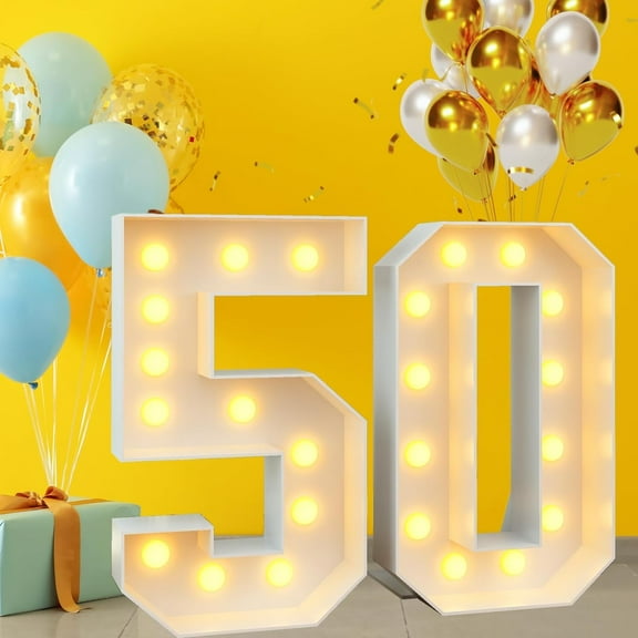 50 Light Up Numbers, Decorative Led Light Up Number Letters, 50th Birthday Party Decoration, Light Up Numbers for Birthday