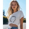 thumbnail image 4 of T Shirts for Women Short Sleeve Cotton Crewneck T-Shirt, Black Stars Circle Tee Tops Casual Basic T-Shirts, XS-5XL White M, 4 of 7