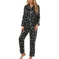 thumbnail image 6 of Tnhcen Women's Moon Star Print Sleepwear Set - 2-Piece Long Sleeve Button-Up Shirt with Elastic Waist Pants | Soft Stretchy Cozy Pajamas for Women S-XL, 6 of 6