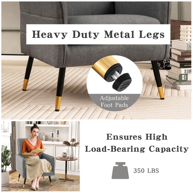 Finihen Accent Chair, Upholstered Accent Armchair, Linen Fabric Accent Chair with Removable Seat Cushion, for Living Room, Bedroom, Reception Room, Gray Finihen Accent Chair, Upholstered Accent Armchair, Linen Fabric Accent Chair with Removable Seat Cushion, for Living Room, Bedroom, Reception Room, Gray