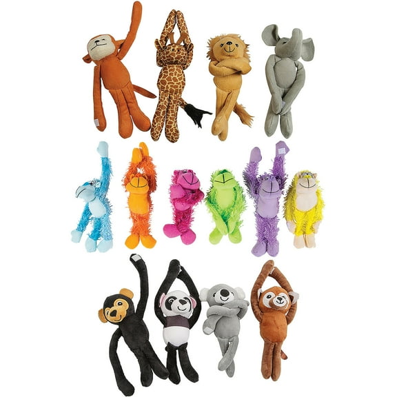 Fun Express 10 1/2" x 11" Bulk 72 Pieces Long Arm Stuffed Zoo Animal Kit