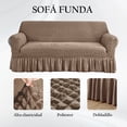 thumbnail image 4 of 3 Pzs Funda Cubre Sala Sofá Elástica Con Falda Tipo Plumeti, 4 of 8