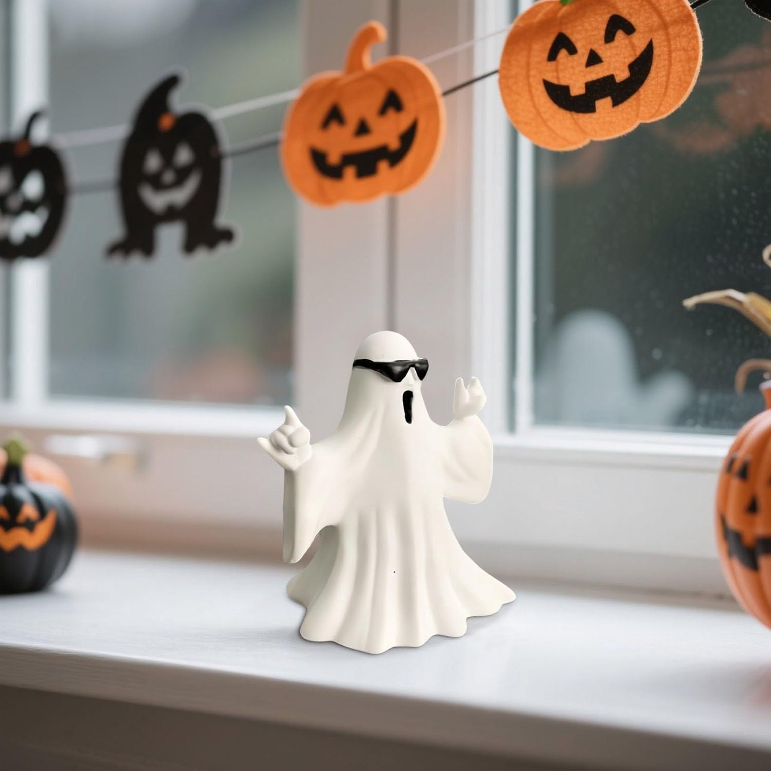 Handmade Resin Ghost Figurines for Halloween Home Decor and Gift Collection