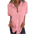 thumbnail image 1 of Vestidos Casuales Para Mujer, Blusas De Mujer De Moda Blusa de verano tipo túnica de lino con cuello en V, manga corta, botones sueltos y bolsillo para mujer, 1 of 6