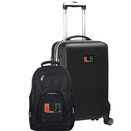 Miami Hurricanes Deluxe 2-Piece Backpack and Carry-On Set - Black