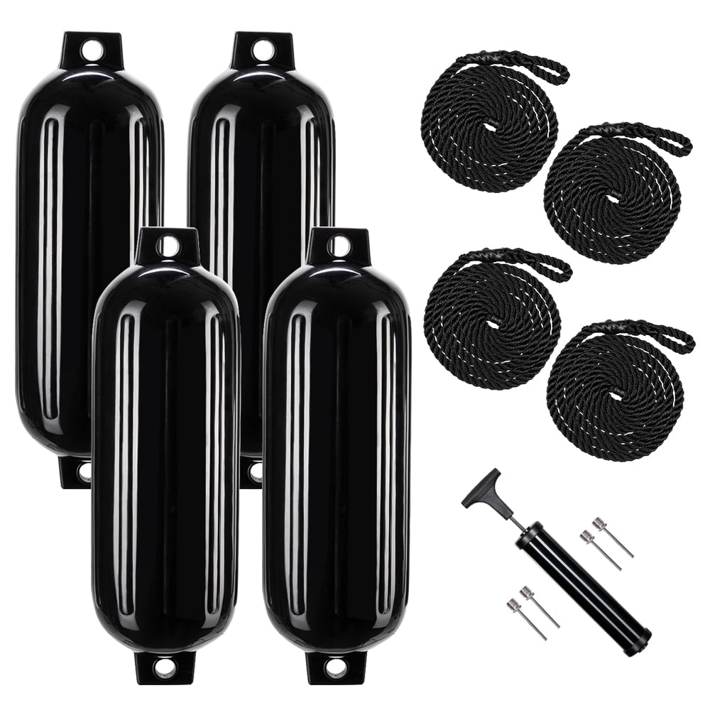 Lowestbest 8.5" x 27" Boat Fender, Outdoor Yacht Crash Float, Dock Bumper Shield Protection, Black (4-Pack) Lowestbest 8.5" x 27" Boat Fender, Outdoor Yacht Crash Float, Dock Bumper Shield Protection, Black (4-Pack)