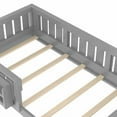 thumbnail image 3 of Bellemave Twin Size Floor Bed with Storage Bookshelf, Wooden Twin Montessori Floor Bed Frame with Safety Guardrail, Low Profile Twin Bed with Fence, Twin Size Floor Bed with Headboard, Grey, 3 of 10