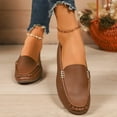 thumbnail image 3 of Brown Women'S Fashionable Lightweight Comfortable Round Toe Flat Shoes Soft Breathable Versatile Casual Shallow Fall Winter Trendy Shoes 0.7 Lb, 3 of 9