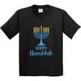 thumbnail image 3 of Inktastic Happy Hanukkah with Blue Menorah Youth T-Shirt, 3 of 5