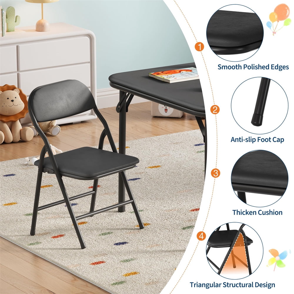 3 Piece/5 Piece  Folding Kids Table and Chairs Set, Children Activity Table and Chairs Set for Dining Room,Daycare,Classrooms