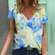 thumbnail image 2 of Blusa estampada de verano para mujer, camisetas casuales de manga corta con cuello en V, camisetas Pompotops  hkajfhjk472438, 2 of 5