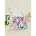 thumbnail image 3 of Bagilaanoe 2pcs Toddler Baby Boy Girl Shorts Set Fly Sleeve Crop Tops + Shorts 6M 12M 18M 24M 3T 4T Kids Casual Summer Clothes, 3 of 7