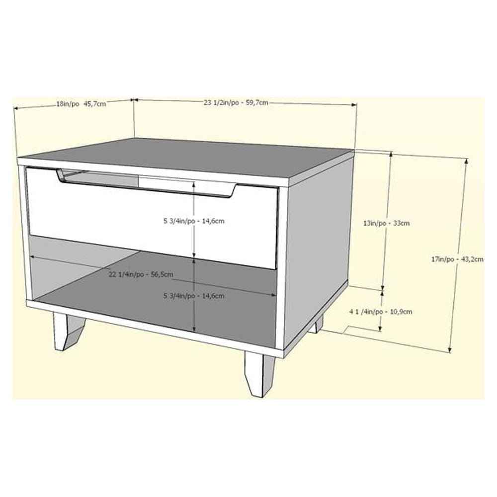 Nexera Modern 1 Drawer Bedroom Nightstand, White Finish
