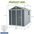 thumbnail image 3 of Seetaras 6x4ft/8x6ft Resin Outdoor Storage Shed with Lockable Door and Window Plastic Shed Large with Base Frame Air Vents RoofGarden Shed for Backyard,Patio,Lawn, 3 of 7