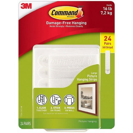Command Picture & Frame Large Hanging Strips - 24 Pairs