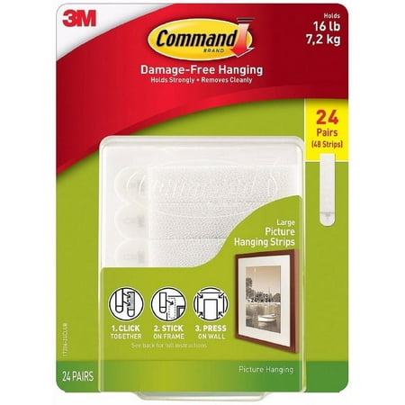 Command Picture & Frame Hanging Strips, Large (24 Pair)