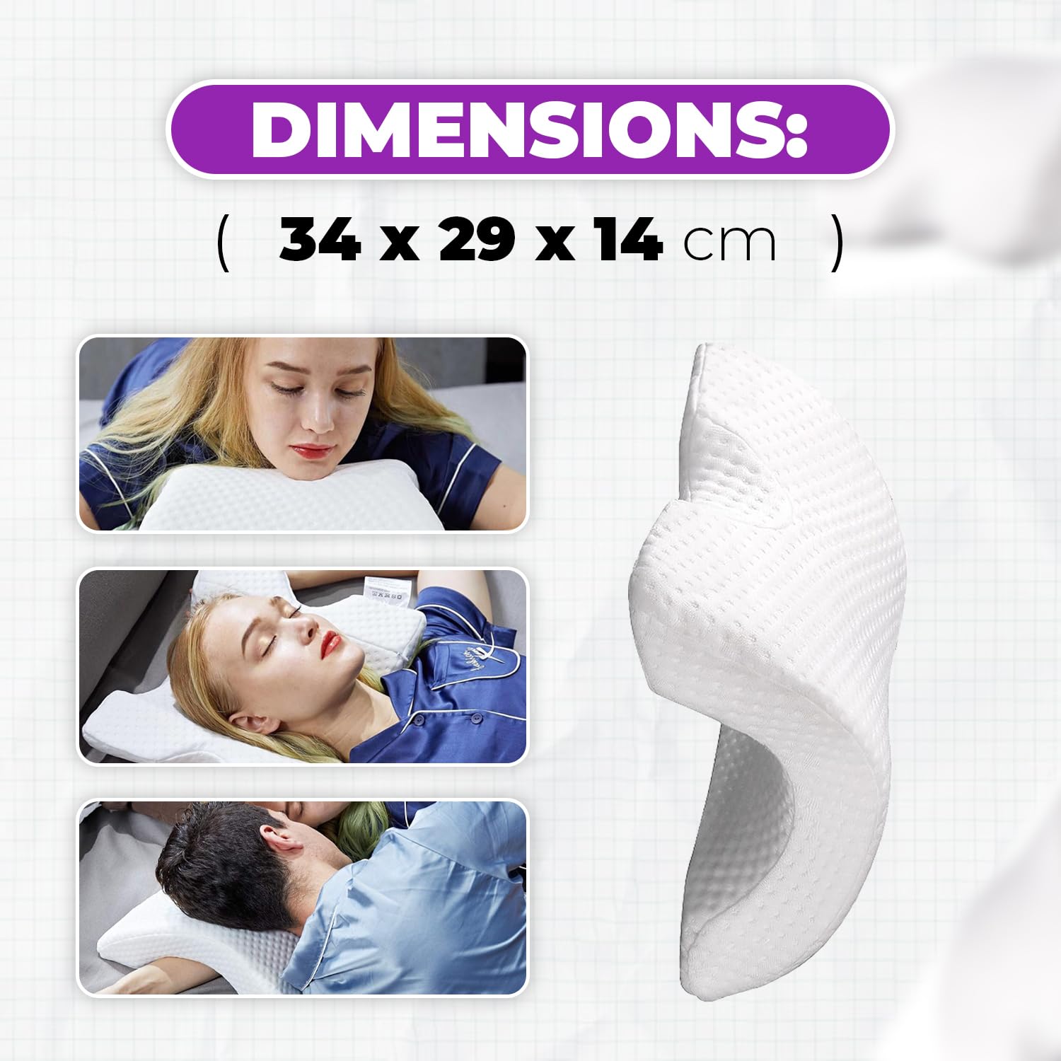 Nazarian's Side Sleeper Pillow for Shoulder Support - Memory Foam Pillow for Arm with Arched Hug Pillow Design - Shoulder Relief System Style for Couples and Comfortable Sleep